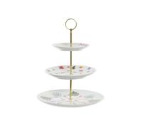 FRUTTIERA CENTROTAVOLA ALZATA 3 RIPIANI IN CERAMICA DECORATA CENTRO ORO