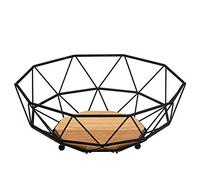 Fruttiera in metallo con base in legno di bamboo