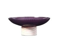 Fruttiera in vetro e legno, design classico rotondo per frutta e snack, elegante pezzo decorativo per la casa
