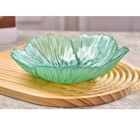 Fruttiera Moderna in Cristallo Nordico, A Forma di Fiore Perlato, Grande Piatto Decorativo per Snack per Uso Domestico, Green, 25.7x6.3cm