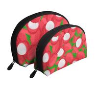 Frutto Del Modello Di Litchi, Borsa per trucco a conchiglia Portamonete da donna Borsa da toilette piccola Borsa per cosmetici 2 pezzi