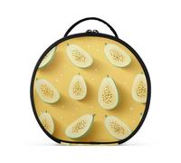 Frutto Giallo Art Trucco Astuccio da Toilette Borse Rotondo Toeletta Scatola Cosmetica Borsa Creativo con Divisori Regolabili per Donna