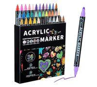 Fruusv Acrilico Paint Markers, Double Tip Color Markers, Water Soluble Paint Markers, Thin & Round Tip Markers, Paint Markers for Rock, Canvas Acrylic Markers, Ceramic Paint Marker Pens