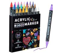 Fruusv Acrilico Paint Markers, Double Tip Color Markers, Water Soluble Paint Markers, Thin & Round Tip Markers, Paint Markers for Rock, Canvas Acrylic Markers, Ceramic Paint Marker Pens