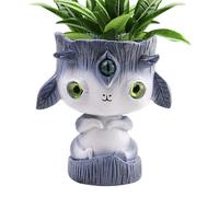 Fruusv Alien Creature Flowerpot, Unique Fantasy Head Planter, Cute Alien Head for Succulent and Small Piante, Creative Plant Pot for Home & Garden Decoration, Resin