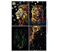 Fruusv Art Scratch Paper, Handmade 4X Glitter Art Scratch's Crafts, Craft Drawing Supplies, A4 Size Coloring, Cards Toys, Landscape and Animal, 21 x 15 cm
