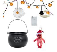 Fruusv Black Witch Cauldron Barattoli, Halloween Scary Atmosphere Decoration, Fireplace Halloween Decor, Halloween Party Decoration, Entrance Table Cauldron, Decorative Cauldron for Halloween,