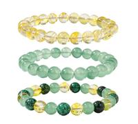 Fruusv Braccialetto di perle di prosperità, 3 pezzi, elastico per il tempo | Braccialetto per la prosperità spirituale, per mamma, fidanzata, fidanzata, viaggi, yoga, meditazione