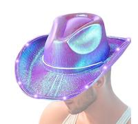 Fruusv Cappello da cowboy LED | Glowing Light-Up Cowboy Hat for Halloween