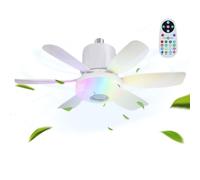 Fruusv Ceiling Fans with Lights and Remote, Flush Mount Bedroom Ceilings Fan, Timing Function, 3 Speeds Noiseless, Dimmable Light, Built-In Music Speaker, for Indoor Use, 47x18cm