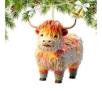 Fruusv Ciondolo per auto per specchietto retrovisore, - Highland Cow, decorazione da appendere per auto