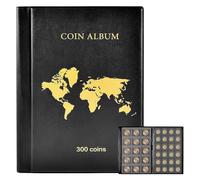 Fruusv Coin Collection, Pockets Coin, Album Storage Organizer Display, Silver Case Eagles Badge Book Holder for Medals, &, PU Cover, Portable Collectors & Hobbyists, 14 pagine