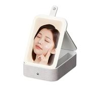 Fruusv Custodia per trucchi a LED con scatola portaoggetti per cosmetici, di grandi dimensioni, con texture leggera in pelle di coccodrillo, per tavolo da toeletta antipolvere, bianco, Refer to