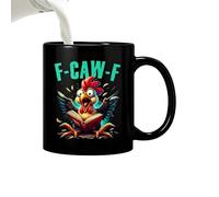 Fruusv Cute Cups - Ceramic Chicken Rooster Coffee Mugs, Farmhouse Style Drinkware for Beverage Beer Milk or Tea, Adorable Ceramic Home Decor Cup for Farm Kitchen Dining Table Present Display, Black