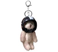 Fruusv Helmeted Bear Keychain, Plush Animal Bag Charm, Soft Pendant for Backpack Purse Wallet Keys Car Zipper Women Teen Girl Accessory Travel Gift Cute Stuffed Toy Decor, 10x5x3cm