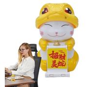 Fruusv Lucky Cat Car Figurine, Solar-Powered Fortune Waving Cat, Automatic Feng Shui Wealth Statua, Cute Good Luck Ornament, Decorative Home & Office Charm (Gold/White) /4,13 x 2,36 x 2,95 pollici