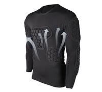 Fruusv Maglia da calcio imbottita, a maniche lunghe, a compressione, per bambini, paintball, baseball, paintball, colore nero