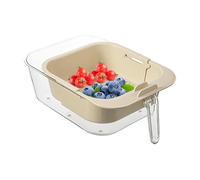 Fruusv Per Il Lavaggio Della Frutta Con Colino | Contenitore Telescopico A Doppio Strato,Colino Lavaggio con Manico - per Cucina Soggiorno Snack Verdura Frutti di Bosco Fragole e Tavolo