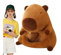 Fruusv Plush Capybara Headgear, Cute Stuffed Capybara Head Masque, Adorable & Realistic Novelty Game Props for Halloween, Christmas, Cosplay Costume Accessory, 38 x 35 cm, Brown and Green