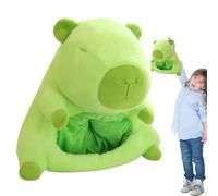 Fruusv Plush Capybara Headgear, Cute Stuffed Capybara Head Masque, Adorable & Realistic Novelty Game Props for Halloween, Christmas, Cosplay Costume Accessory, 38 x 35 cm, Brown and Green