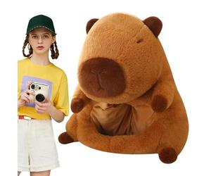 Fruusv Plush Capybara Headgear, Cute Stuffed Capybara Head Masque, Adorable & Realistic Novelty Game Props for Halloween, Christmas, Cosplay Costume Accessory, 38 x 35 cm, Brown and Green