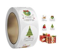 Fruusv Rotolo di adesivi natalizi per bambini, etichette rotonde di Natale, sigilli per buste, decalcomanie per carta, cartoline, scrivanie, biglietti di auguri, buste per scrapbooking