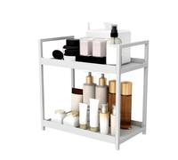 Fruusv Small 2 Tier Desktop Shelf, Compact Bathroom Stand, Space Saving Bookshelf Organizer, Makeup Display Rack, Versatile Kitchen Storage for Living Room and Bedroom