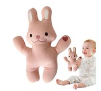 Fruusv Snuggle Bunny Stuffed Animal, Versatile Soft Cotton Plush Toy, Cuddly Comfort Decorative Toy for Nursery, Bedtime and Gift Giving, 7.87x6.3 inches, Pink, White