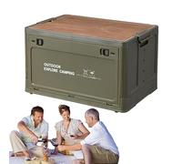 Fruusv Storage Bins, Camping Portable Box, Wooden Lid Garage Organizer, Foldable Outdoor Zipper Folding, Stackable Container For Garden Tools Accessories, 1x