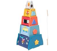 Fruusv Wooden Activity Cube, Early Learning Development Cube Toy, Developmental Shape and Number Sorter, Multi-Sensory Learning Cube, Kids Shape Sorting Toy, Wooden Activity Cube,