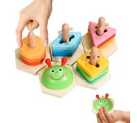 Fruusv Wooden Stacking Toys, Shape Sorting Puzzle Kids, Montessories Preschool Learning Activities, Sensory Educational Game for Home Play Holiday Travel Car Trip Daycare, Multicolor