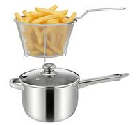 Fry Pot | Large Capacity Nonstick Deep Fryer with Lid and Basket | Kitchen Utensils for Home, Apartment, Camping | Perfect for French Fries, Chicken, Seafood, Soup Cooking