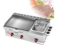 Fry Top a Gas Commerciale, Friggitrice a Gas da Banco, Padella Teppanyaki con Temperatura Regolabile, Controllo Indipendente della Temperatura, Grill a Gas GPL da Cucina per Catering All'aperto