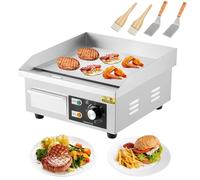 Fry Top Elettrico Commerciale da 36 cm, Griglia Flat Top in Acciaio Inossidabile da 1500 W con Temperatura Regolabile 50-300 °C, Cottura da Piano di Lavoro per Cucina, 360x380x210mm