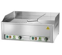 Fry top elettrico doppio piastra liscia e rigata al cromo bistecchiera TF V 400