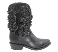 Frye Billy Flower - Stivaletti da donna in stile western, design elegante in pelle con ricamo floreale e vestibilità comoda, nero, 37-38 EU