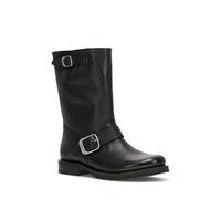 Frye Veronica - Stivali corti da donna in pelle pieno fiore con ferramenta in metallo anticato, costruzione Goodyear Welt e suola in gomma, altezza gambale 15,2 cm, Nero - Kappa, 38-39 EU