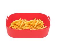 Fryer ad aria, fogli in silicone con scarico 3D, fodere quadrate per friggitrice ad aria, base antiscivolo sicura, multiuso, resistenti al calore, accessorio da cucina, 20 cm, rosso, per piatti