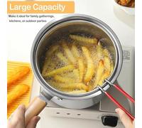 Fryer Pot - Deep Fat Fryer Pot | Frying Strainer | Stainless Steel Frying With Temperature Control | Deep Fry Pan With Oil Drain Rack | Kitchen Cooking Pots For French Fries, Chicken & Tempura