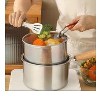Fryer Pot With Basket - Stainless Steel Deep Frying Pot Cookware | Oil Strainer & Drain For Kitchen | Ideal For Cooking French Fries, Chicken, Fish, Shrimp, Seafood & Crispy Fried Food Preparation