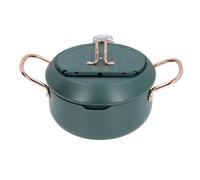 Frying Pot Japanese Style, Pentola per Frittura con Doppia Maniglia e Termometro Olio, Ferro Resistente - Sicurezza Avanzata, Versatilità in Cucina, Per Casa e Ristoranti (Verde)