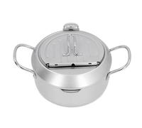 Frying Pot Japanese Style, Pentola per Frittura con Doppia Maniglia e Termometro Olio, Ferro Resistente - Sicurezza Avanzata, Versatilità in Cucina, Per Casa e Ristoranti (Argento)