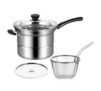 Frying Pot - Stainless Steel ABS, 8.66x5.91in Kitchen Fryer Pot With Strainer Basket | Deep Noodle Cooker Multi-Purpose Cooking Pots, Durable Fryer For French Fries, Tempura, Pasta, Vegetables