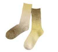 Fryloo Calze Invernali Donne Gradient-Dye Lana Crew Calzini, Calzini di Vitello Termico Invernale Caldo Spesso, Comodi Moda per Dormire Indossamento Quotidiano-1 Pair of Yellow-One Size