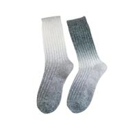 Fryloo Calze Invernali Donne Gradient-Dye Lana Crew Calzini, Calzini di Vitello Termico Invernale Caldo Spesso, Comodi Moda per Dormire Indossamento Quotidiano-1 Pair of G-White-One Size