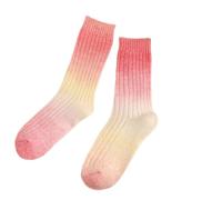 Fryloo Calze Invernali Donne Gradient-Dye Lana Crew Calzini, Calzini di Vitello Termico Invernale Caldo Spesso, Comodi Moda per Dormire Indossamento Quotidiano-1 Pair of Pink-One Size