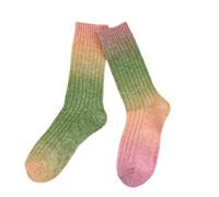Fryloo Calze Invernali Donne Gradient-Dye Lana Crew Calzini, Calzini di Vitello Termico Invernale Caldo Spesso, Comodi Moda per Dormire Indossamento Quotidiano-1 Pair of P-Green-One Size