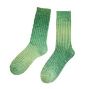 Fryloo Calze Invernali Donne Gradient-Dye Lana Crew Calzini, Calzini di Vitello Termico Invernale Caldo Spesso, Comodi Moda per Dormire Indossamento Quotidiano-1 Pair of Green-One Size