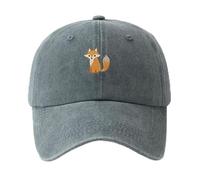 Fryloo Cappello da Pescatore Berretto Baseball Modello Volpe Uomini Donne Carino Stampato Casual Giornaliero Moda Città All'aperto Unisex-Grigio