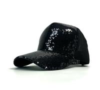 Fryloo Cappello da Pescatore Berretto Sequins Baseball cap Unisex Adjustable Shiny Rainbow Outdoor Sport Casual Trucker Hat Men Women Summer-Black